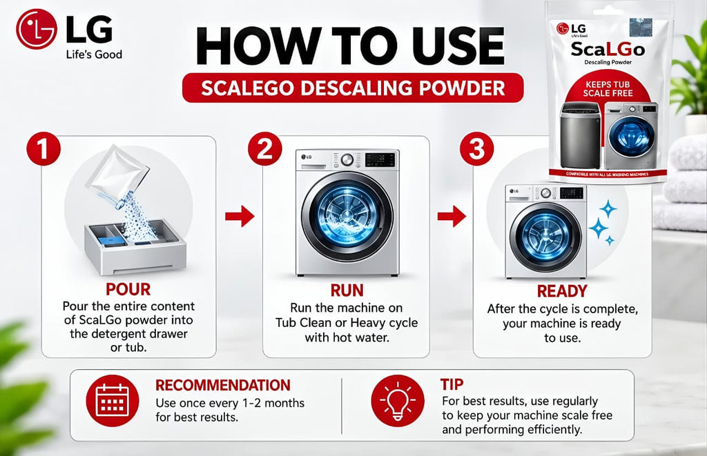 LG ScaLGo Descaling Powder for Washing Machine | Limescale & Residue Remover pack of 7